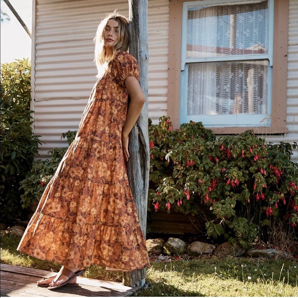 AUGUSTE THE LABEL Medium FLORA MIA MAXI DRESS CARAMEL